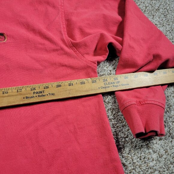 Tommy Hilfiger Rugby Shirt Mens Large Red Long Sleeve Preppy Retro Crest - Picture 4 of 9
